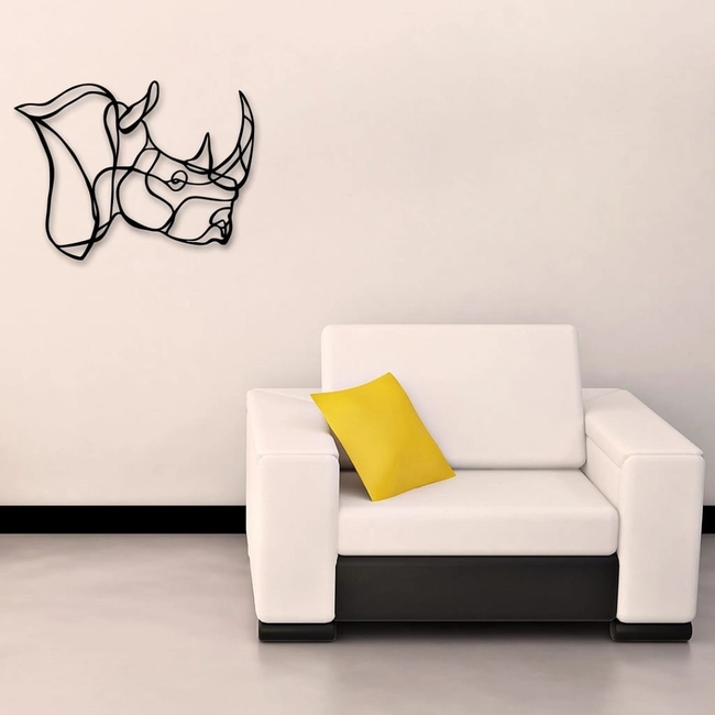 Rhino head metal wall art decor laser cut lin