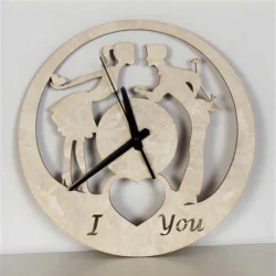 Romantic couple wooden wall clock