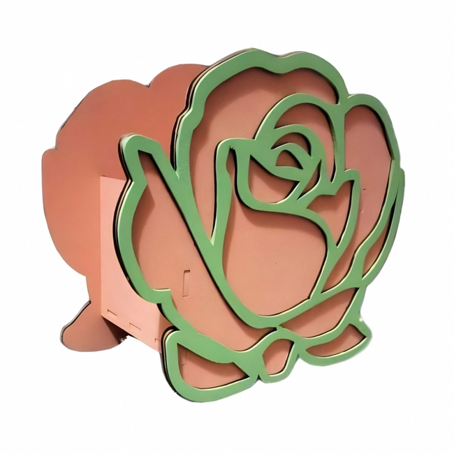 Rose shaped wooden flower box