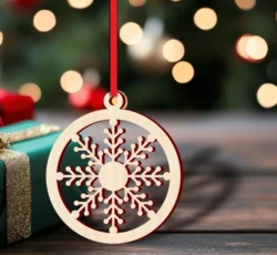 Round christmas ornament with snowflake