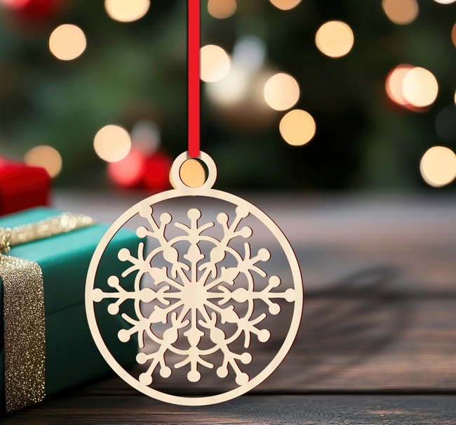 Round classic bauble snowflake ornament