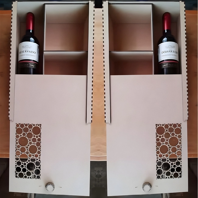 Slide top wine bottle box with compartments