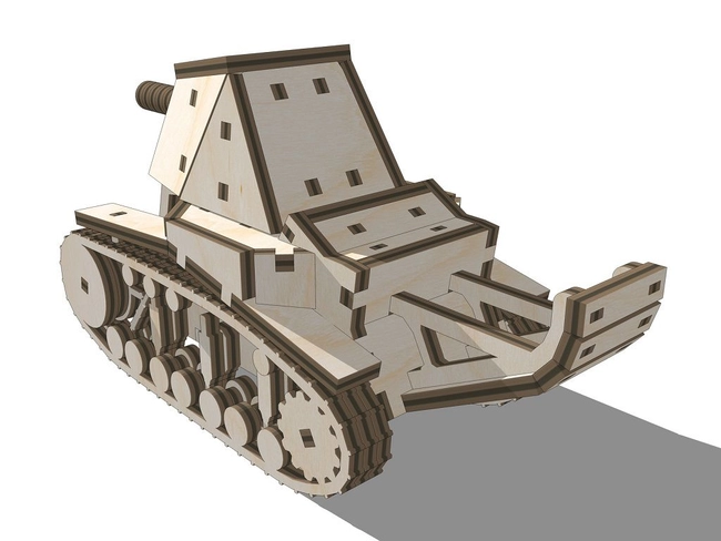 Su 18 self propelled gun tank 3d wood model