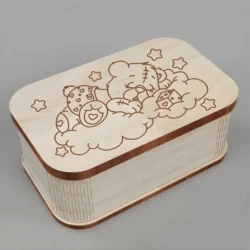 Sweet dreams wooden box with cute sleeping panda engraving art