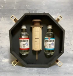 Vodka Vaccine Gift Box with Wooden Syringe Umbrella Corps