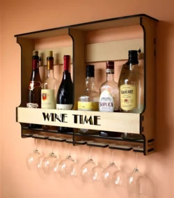 Wall Mounted Wine Rack Bottle and Glass Holder Shelf