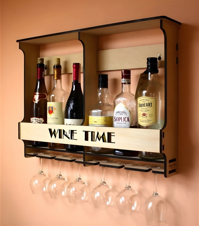 Wall Mounted Wine Rack Bottle and Glass Holder Shelf