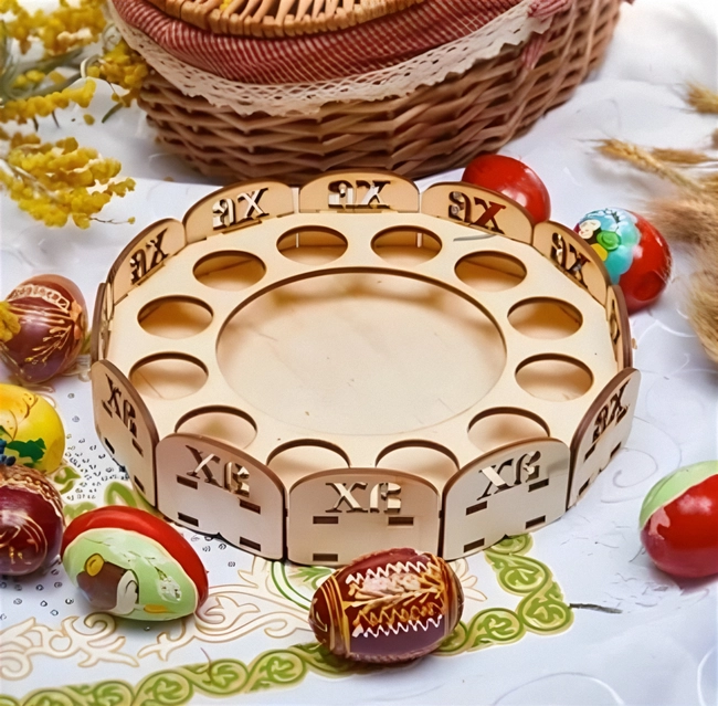 Wood Easter Egg Holder 4mm Round Tray