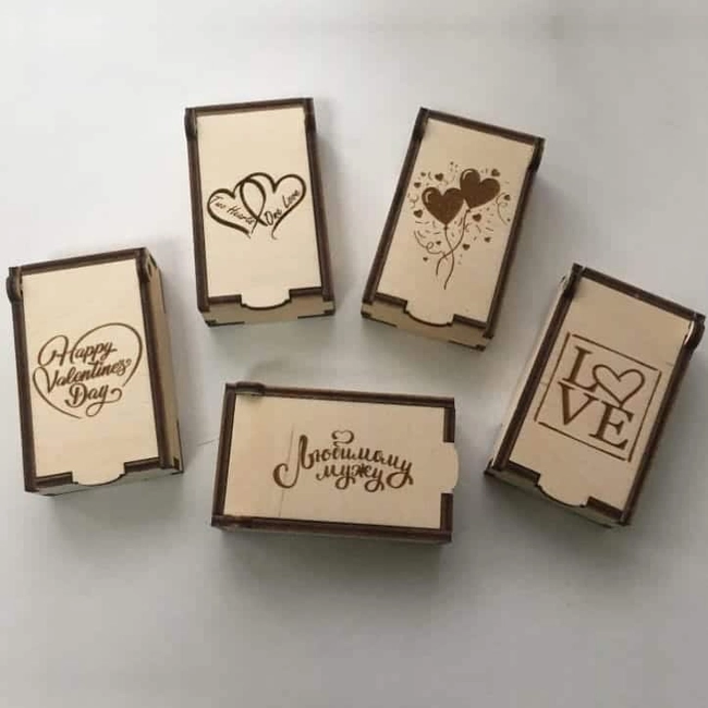 Wood engraved gift box collection for valentine day