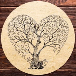 Wood engraved heart tree laser