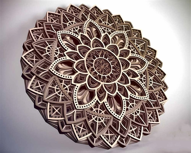 Wooden 3d multi layered mandala wall art home decor