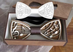 Wooden Bow Tie with Musical Notation