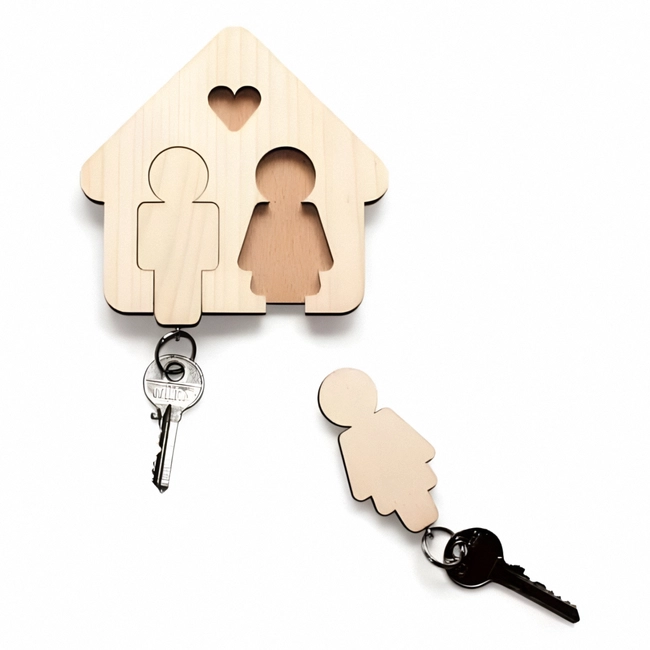 Wooden Couple Keyring Holder