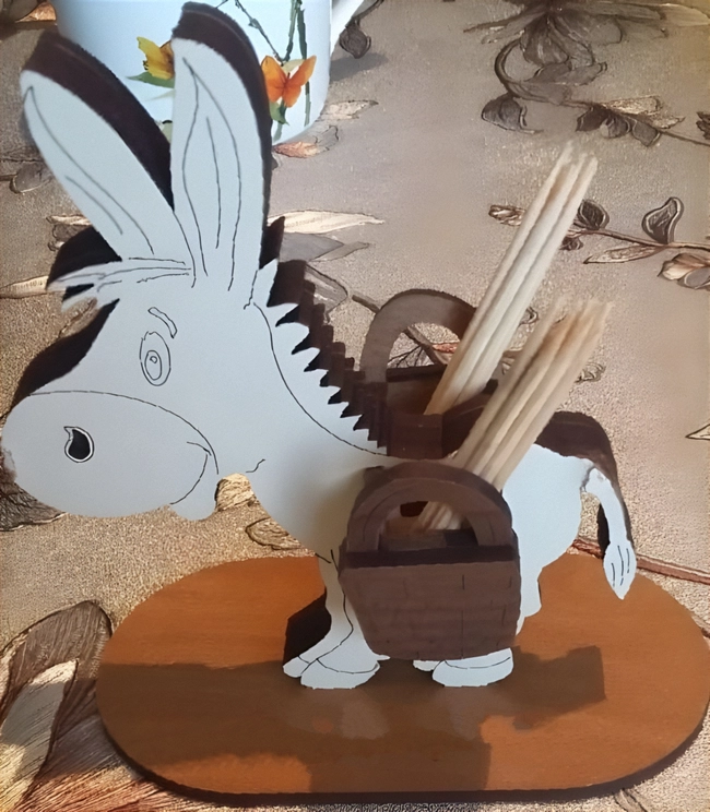 Wooden Donkey Toothpick Holder