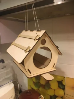 Wooden Hanging Bird Feeder