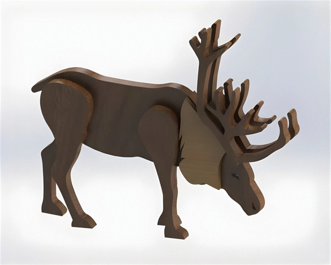 Wooden Reindeer Animal 3D Model