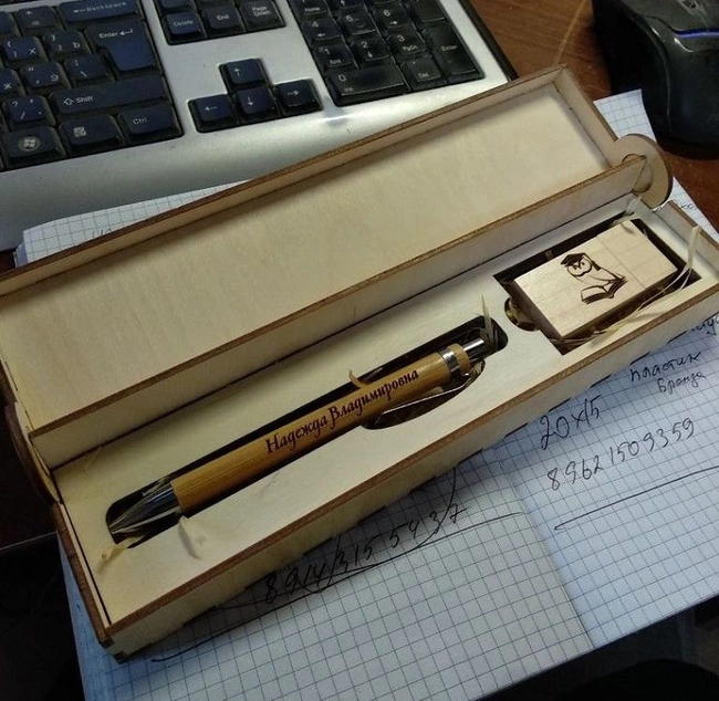 Wooden box for pen and flash