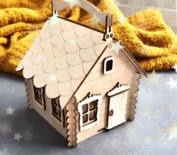 Wooden candy house with handle