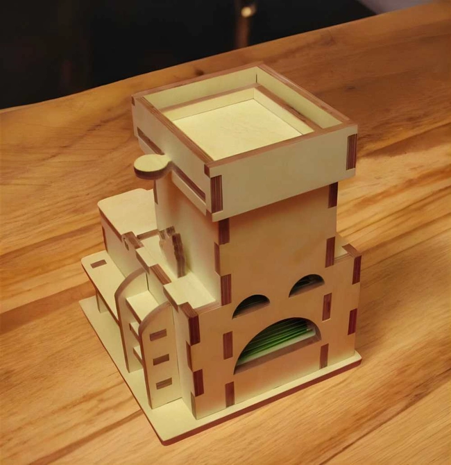 Wooden castle tea bag organizer