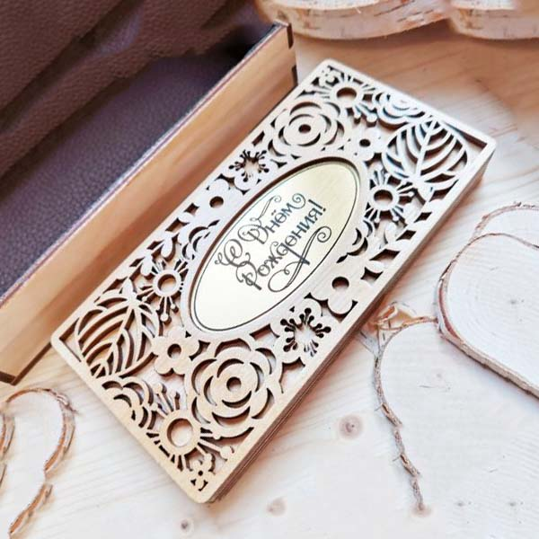 Wooden decorative sliding gift box for