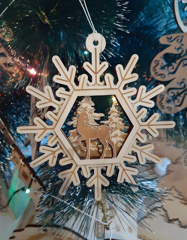 Wooden deer snowflakes christmas tree toys