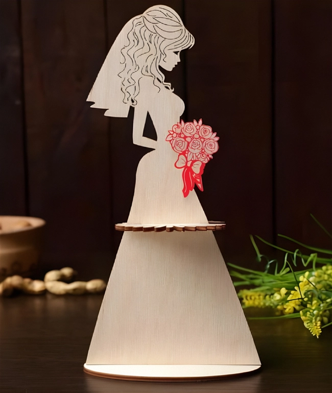 Wooden doll napkin holder