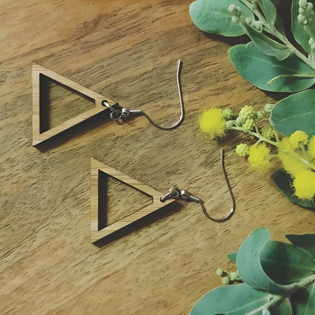 Wooden earrings triangle shape jewelry template