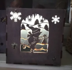 Wooden gift box snowman gift idea template