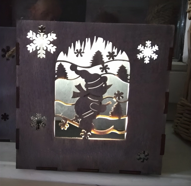 Wooden gift box snowman gift idea template