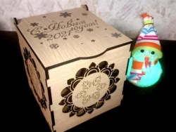 Wooden gift box with lid for christmas wedding