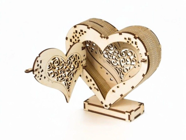 Wooden heart box with lock