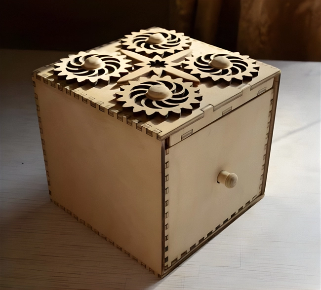 Wooden safe with combination lock