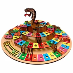 Wooden snakes and ladders game