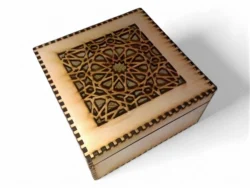 Wooden square storage box with lid