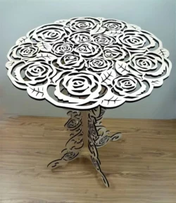 Wooden table with roses