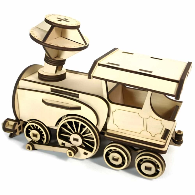 Wooden toy train locomotive