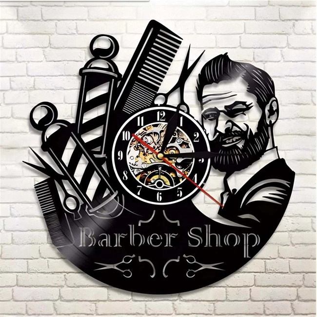 Barbershop vinyl wall clock