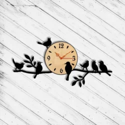 Birds on branch wall clock