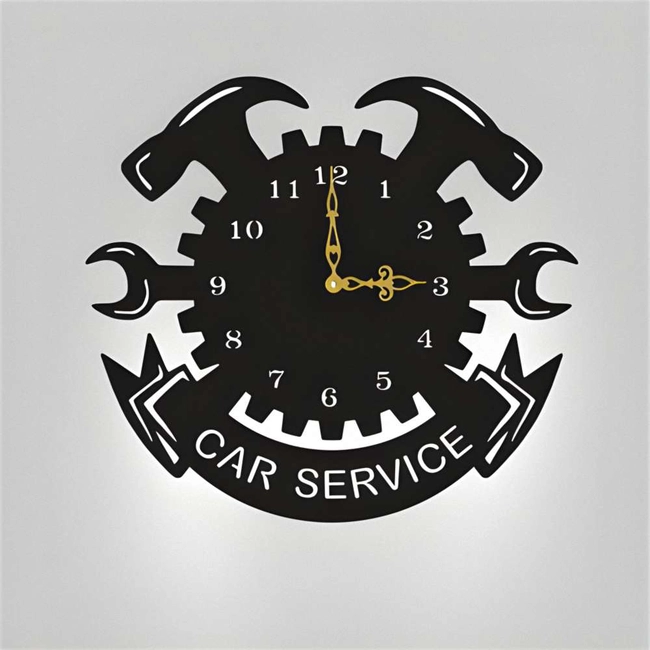 Car service wall sign vinyl record wall clock