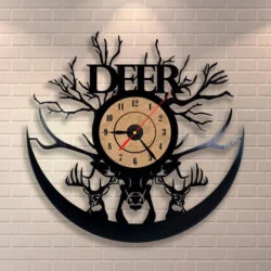 Deer vinyl disc wall clock