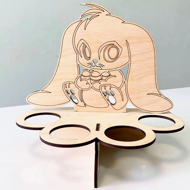 Engraved easter bunny egg stand for 4 eggs