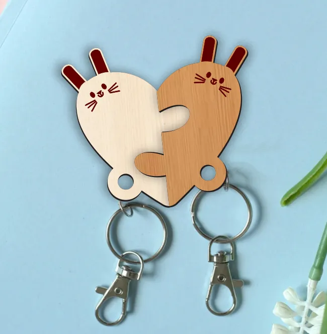 Rabbit Couple Keychain