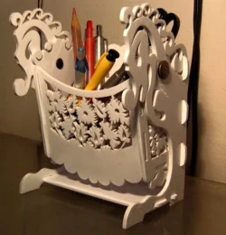 Scroll saw pattern rocking pencil holder