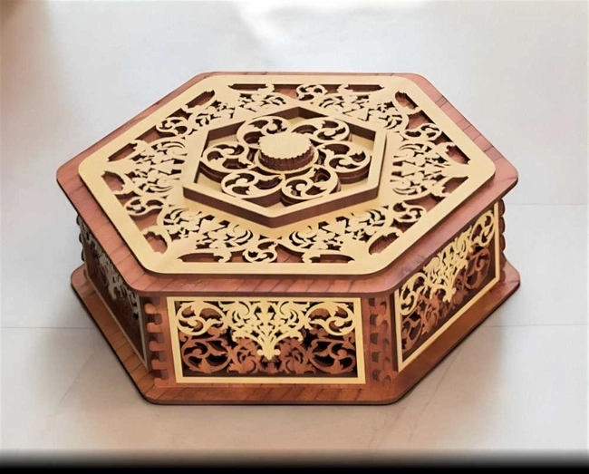 Six sided wooden box