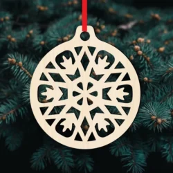 Snowflake Wooden Bauble Decoration