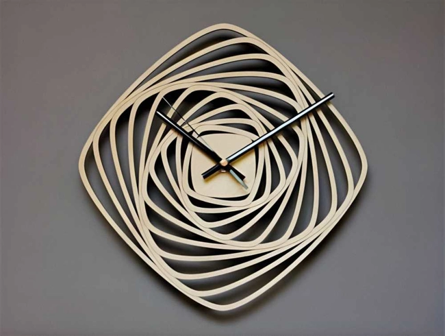 Spiral square wood clock