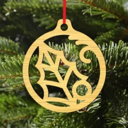 Wooden Leaf Christmas Bauble