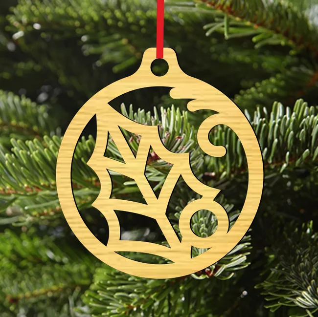 Wooden Leaf Christmas Bauble