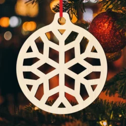 Wooden Ornament With Snowflake