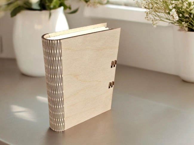 Wooden book box with sliding bol